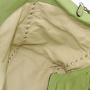 VALENTINO Rock Studs Tote Bag Leather Gold Light green Auth BA11057-20