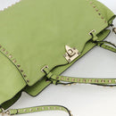 VALENTINO Rock Studs Tote Bag Leather Gold Light green Auth BA11057-6