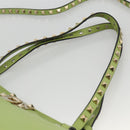 VALENTINO Rock Studs Tote Bag Leather Gold Light green Auth BA11057-8