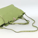 VALENTINO Rock Studs Tote Bag Leather Gold Light green Auth BA11057-9