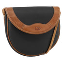 Christian Dior Shoulder Bag PVC Leather Black Gold Auth BA11060-1