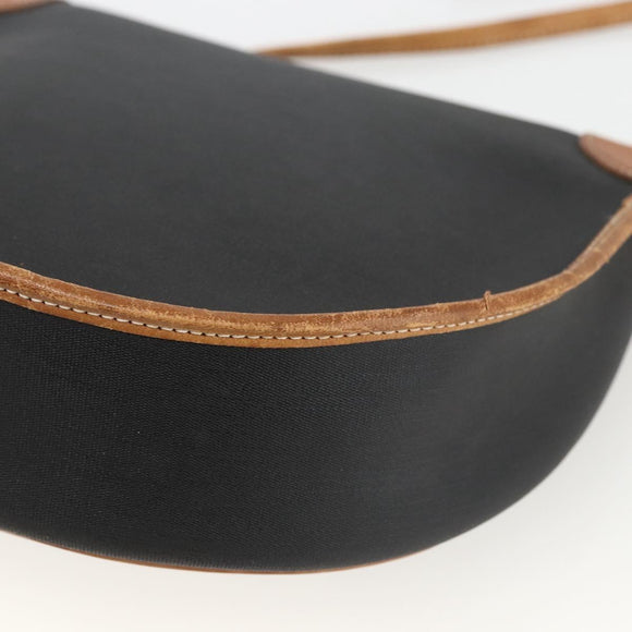 Christian Dior Shoulder Bag PVC Leather Black Gold Auth BA11060