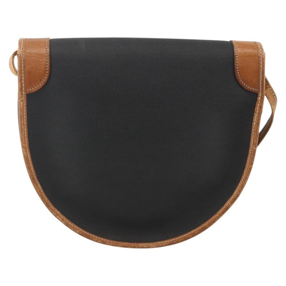 Christian Dior Shoulder Bag PVC Leather Black Gold Auth BA11060