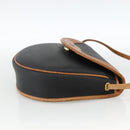 Christian Dior Shoulder Bag PVC Leather Black Gold Auth BA11060-4