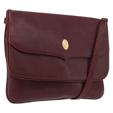 CARTIER Shoulder Bag Leather Bordeaux Gold Auth BA11062