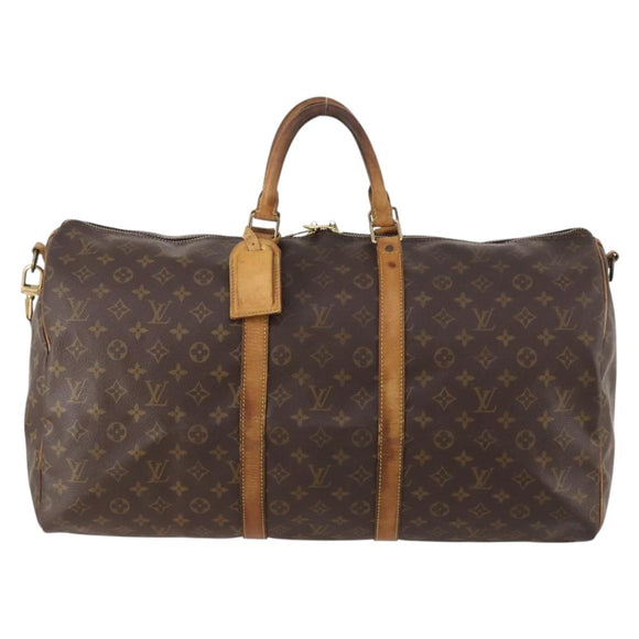 LOUIS VUITTON Monogram Keepall Bandouliere 55 Boston Bag M41414 LV Auth BA11072