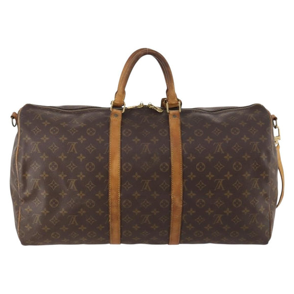 LOUIS VUITTON Monogram Keepall Bandouliere 55 Boston Bag M41414 LV Auth BA11072