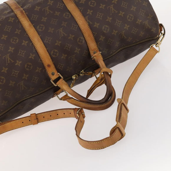 LOUIS VUITTON Monogram Keepall Bandouliere 55 Boston Bag M41414 LV Auth BA11072
