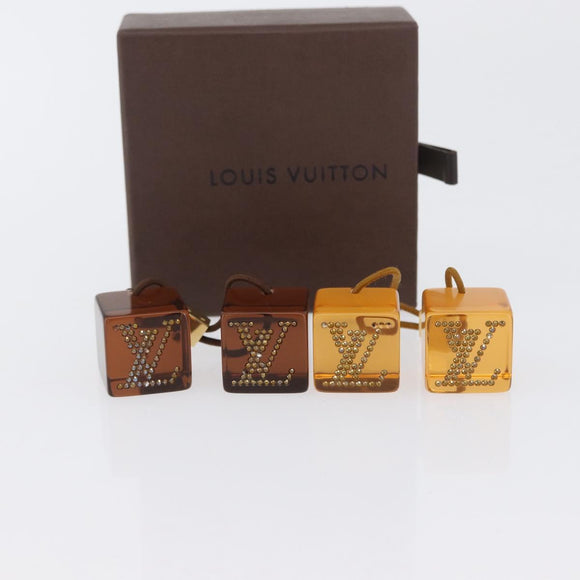 LOUIS VUITTON Hair Cube Hair Clip plastic Brown LV Auth BA11080