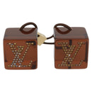 LOUIS VUITTON Hair Cube Hair Clip plastic Brown LV Auth BA11080-2