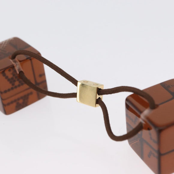 LOUIS VUITTON Hair Cube Hair Clip plastic Brown LV Auth BA11080