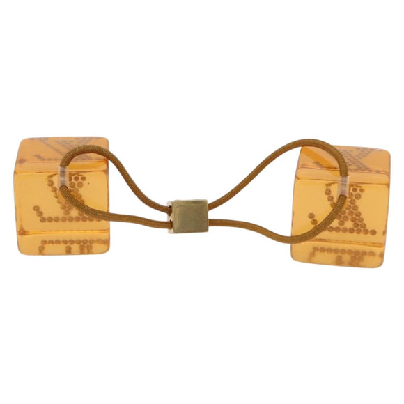 LOUIS VUITTON Hair Cube Hair Clip plastic Brown LV Auth BA11080