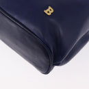 BALLY Quilted Chain Shoulder Bag Leather Blue Gold Auth BA11081-14