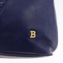 BALLY Quilted Chain Shoulder Bag Leather Blue Gold Auth BA11081-17