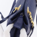 BALLY Quilted Chain Shoulder Bag Leather Blue Gold Auth BA11081-10