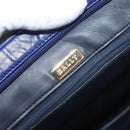 BALLY Quilted Chain Shoulder Bag Leather Blue Gold Auth BA11081-18