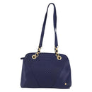 BALLY Quilted Chain Shoulder Bag Leather Blue Gold Auth BA11081-13