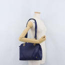 BALLY Quilted Chain Shoulder Bag Leather Blue Gold Auth BA11081-23