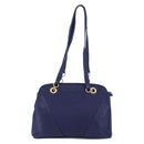 BALLY Quilted Chain Shoulder Bag Leather Blue Gold Auth BA11081-2