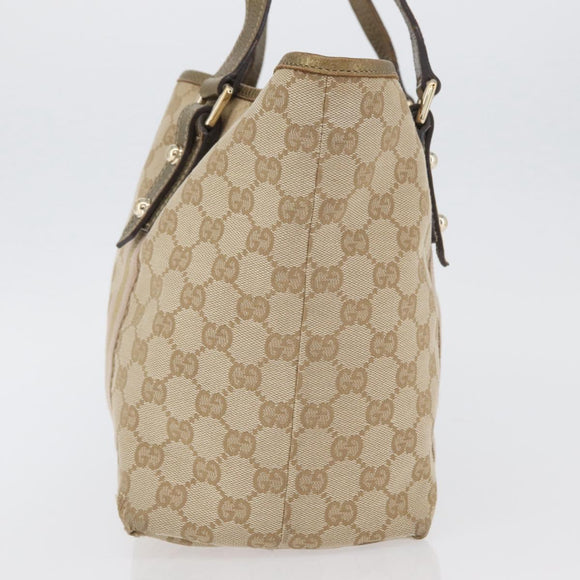 GUCCI GG Canvas Tote Bag Beige Gold 137396 Auth BA11082
