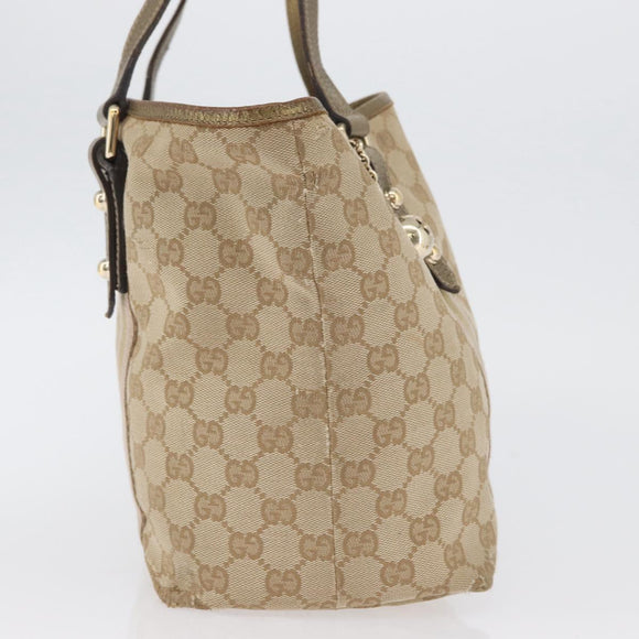 GUCCI GG Canvas Tote Bag Beige Gold 137396 Auth BA11082