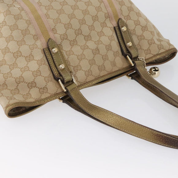 GUCCI GG Canvas Tote Bag Beige Gold 137396 Auth BA11082