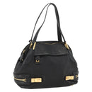 Chloe Hand Bag Leather Black Gold Auth BA11087-1