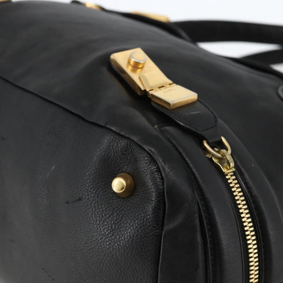 Chloe Hand Bag Leather Black Gold Auth BA11087