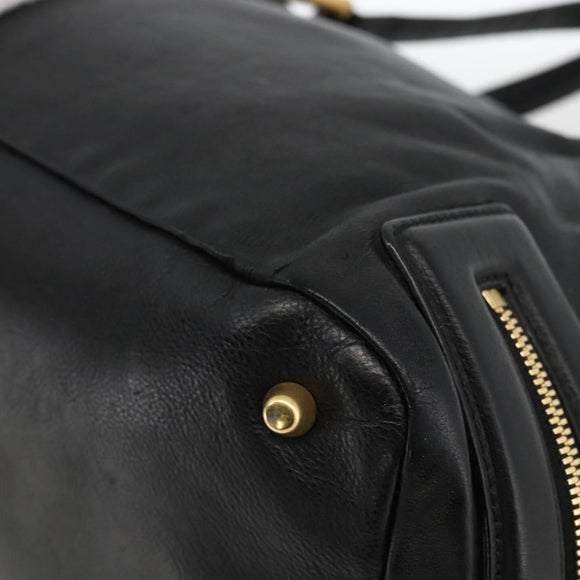 Chloe Hand Bag Leather Black Gold Auth BA11087