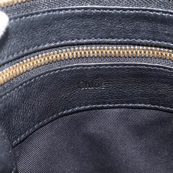 Chloe Hand Bag Leather Black Gold Auth BA11087