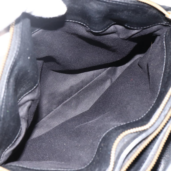 Chloe Hand Bag Leather Black Gold Auth BA11087