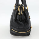 Chloe Hand Bag Leather Black Gold Auth BA11087-4