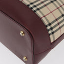 BURBERRY Nova Check Hand Bag Canvas Beige Red gold Auth BA11091-14