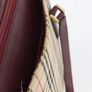 BURBERRY Nova Check Hand Bag Canvas Beige Red gold Auth BA11091-11