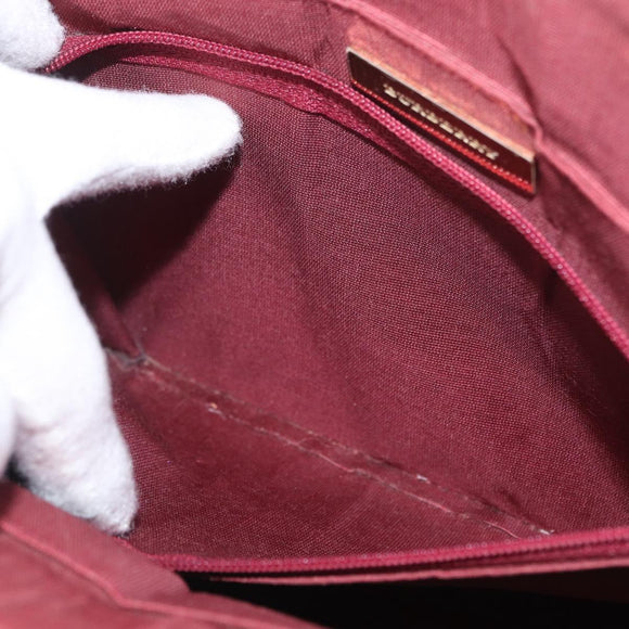 BURBERRY Nova Check Hand Bag Canvas Beige Red gold Auth BA11091