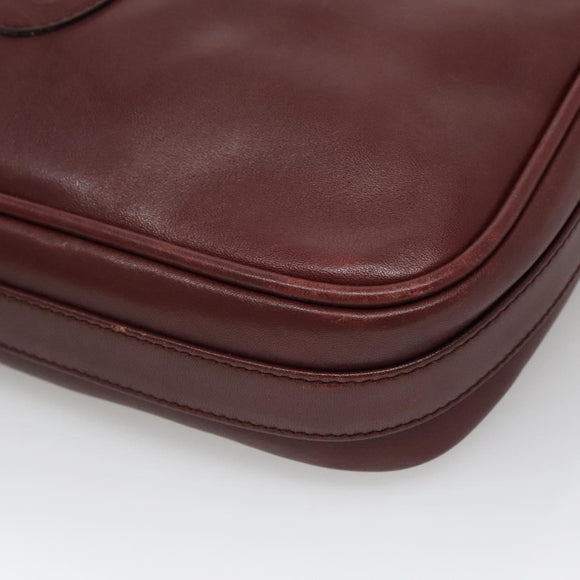 CARTIER Must Line Shoulder Bag Leather Bordeaux Gold Auth BA111