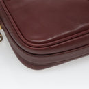 CARTIER Must Line Shoulder Bag Leather Bordeaux Gold Auth BA111-14