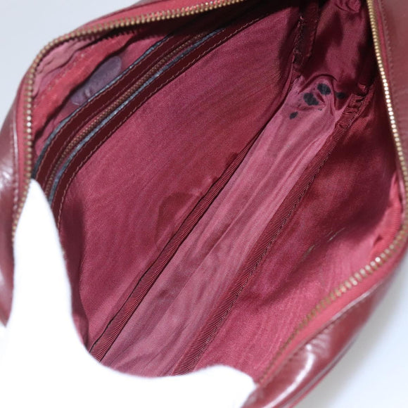 CARTIER Must Line Shoulder Bag Leather Bordeaux Gold Auth BA111