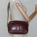CARTIER Must Line Shoulder Bag Leather Bordeaux Gold Auth BA111-20
