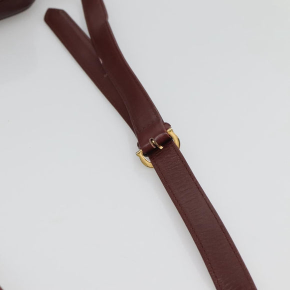 CARTIER Must Line Shoulder Bag Leather Bordeaux Gold Auth BA111