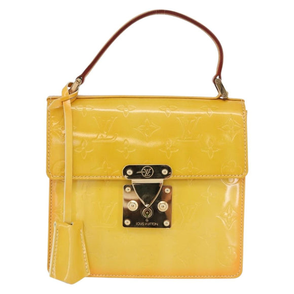LOUIS VUITTON Monogram Vernis Spring Street Bag Lime Yellow M91068 Auth BA11104