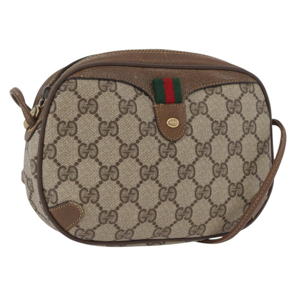 GUCCI GG Supreme Web Sherry Line Bag PVC Beige Gold 89 02 066 Auth BA11106