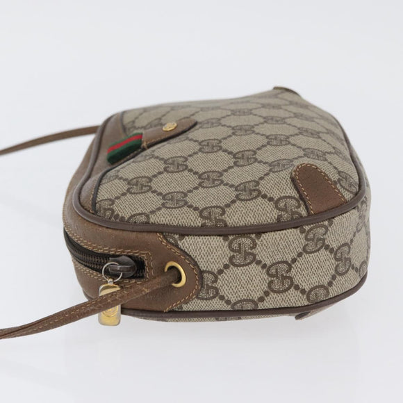 GUCCI GG Supreme Web Sherry Line Bag PVC Beige Gold 89 02 066 Auth BA11106