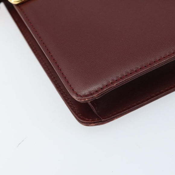 CARTIER Must Line Umhängetasche Leder Bordeaux Gold Auth BA11108