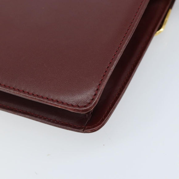 CARTIER Must Line Umhängetasche Leder Bordeaux Gold Auth BA11108