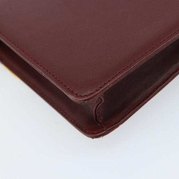 CARTIER Must Line Umhängetasche Leder Bordeaux Gold Auth BA11108