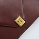 CARTIER Must Line Umhängetasche Leder Bordeaux Gold Auth BA11108-17