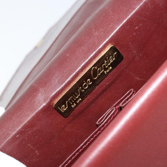 CARTIER Must Line Umhängetasche Leder Bordeaux Gold Auth BA11108