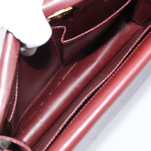 CARTIER Must Line Umhängetasche Leder Bordeaux Gold Auth BA11108