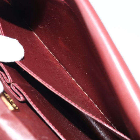 CARTIER Must Line Umhängetasche Leder Bordeaux Gold Auth BA11108